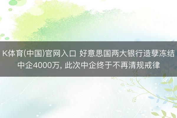 K体育(中国)官网入口 好意思国两大银行造孽冻结中企4000万， 此次中企终于不再清规戒律