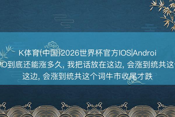 K体育(中国)2026世界杯官方IOS|Android手机app下载 CPO到底还能涨多久， 我把话放在这边， 会涨到统共这个词牛市收尾才跌