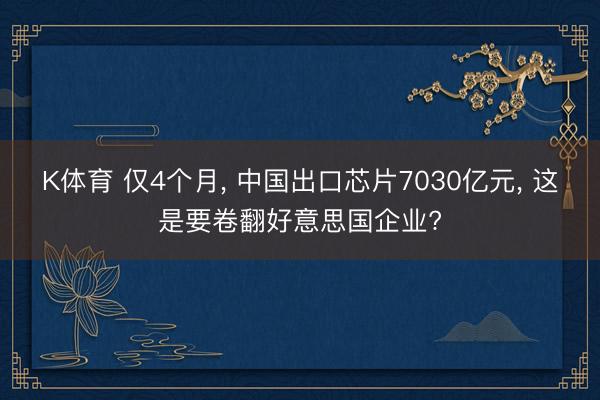 K体育 仅4个月， 中国出口芯片7030亿元， 这是要卷翻好意思国企业?