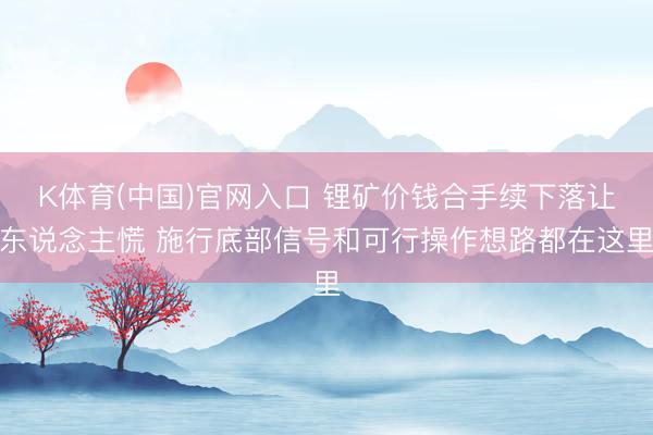K体育(中国)官网入口 锂矿价钱合手续下落让东说念主慌 施行底部信号和可行操作想路都在这里