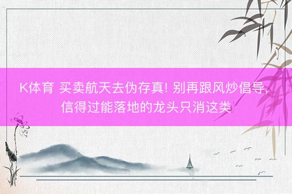 K体育 买卖航天去伪存真! 别再跟风炒倡导， 信得过能落地的龙头只消这类
