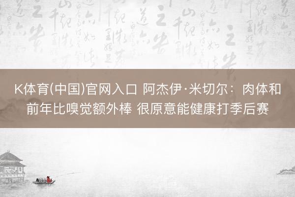 K体育(中国)官网入口 阿杰伊·米切尔：肉体和前年比嗅觉额外棒 很原意能健康打季后赛