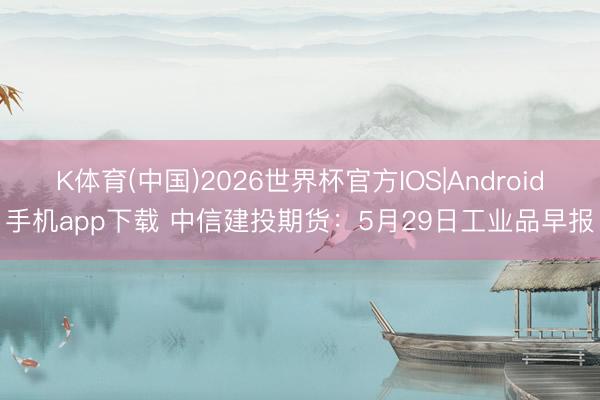 K体育(中国)2026世界杯官方IOS|Android手机app下载 中信建投期货：5月29日工业品早报
