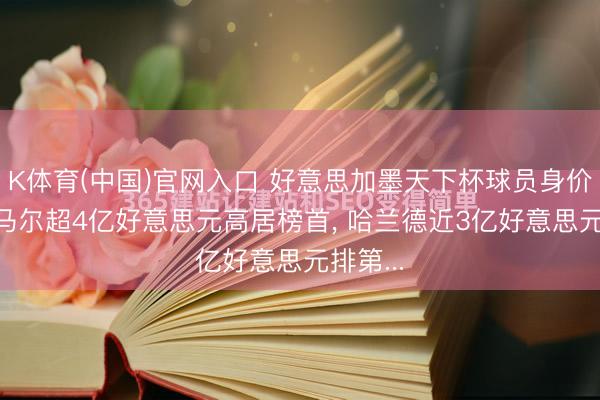 K体育(中国)官网入口 好意思加墨天下杯球员身价榜: 亚马尔超4亿好意思元高居榜首， 哈兰德近3亿好意思元排第...