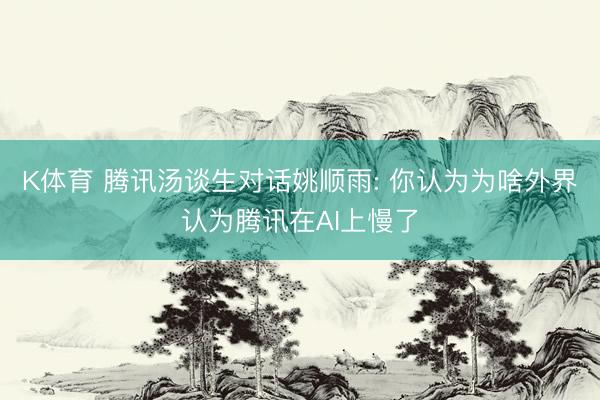 K体育 腾讯汤谈生对话姚顺雨: 你认为为啥外界认为腾讯在AI上慢了