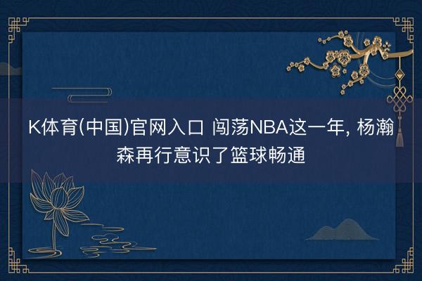 K体育(中国)官网入口 闯荡NBA这一年， 杨瀚森再行意识了篮球畅通