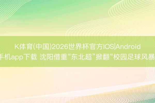 K体育(中国)2026世界杯官方IOS|Android手机app下载 沈阳借重“东北超”掀翻“校园足球风暴”
