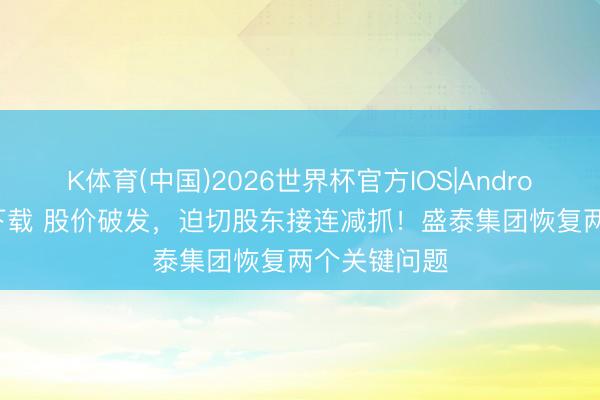 K体育(中国)2026世界杯官方IOS|Android手机app下载 股价破发，迫切股东接连减抓！盛泰集团恢复两个关键问题