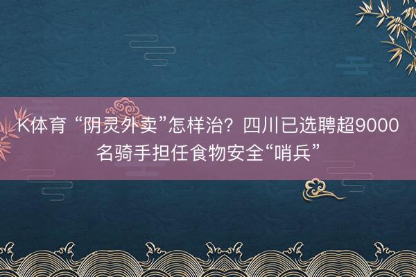 K体育 “阴灵外卖”怎样治?四川已选聘超9000名骑手担任食物安全“哨兵”